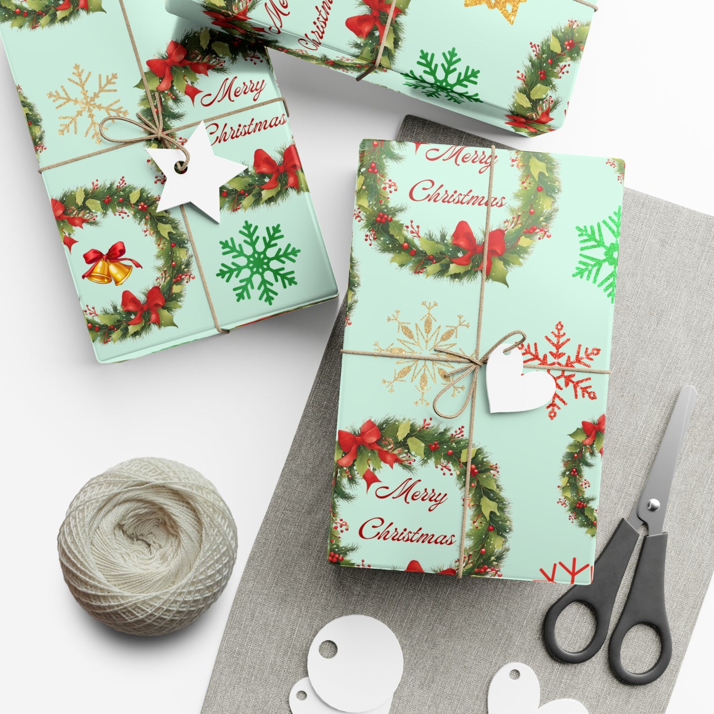 Wreaths, Bells and Bows III - Mint Green