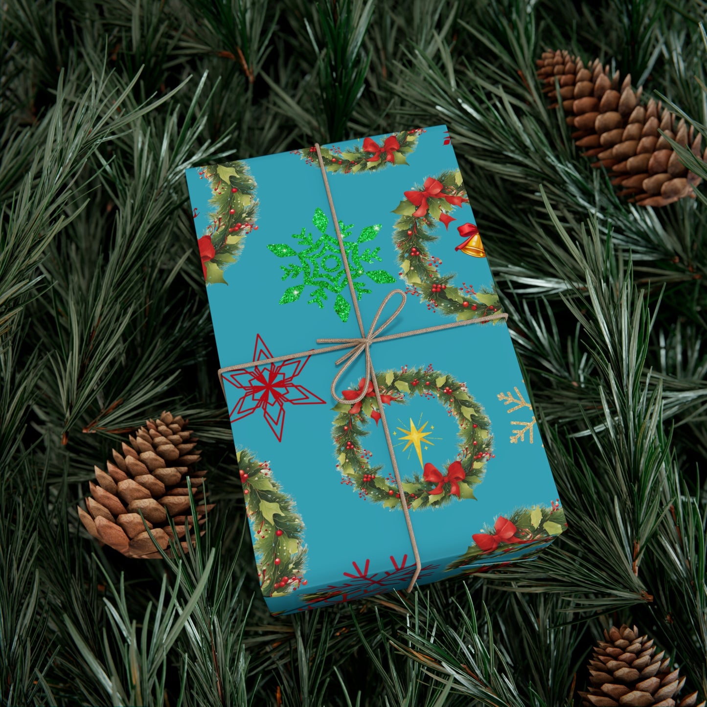 Wreaths, Bells and Bows III - Turquoise