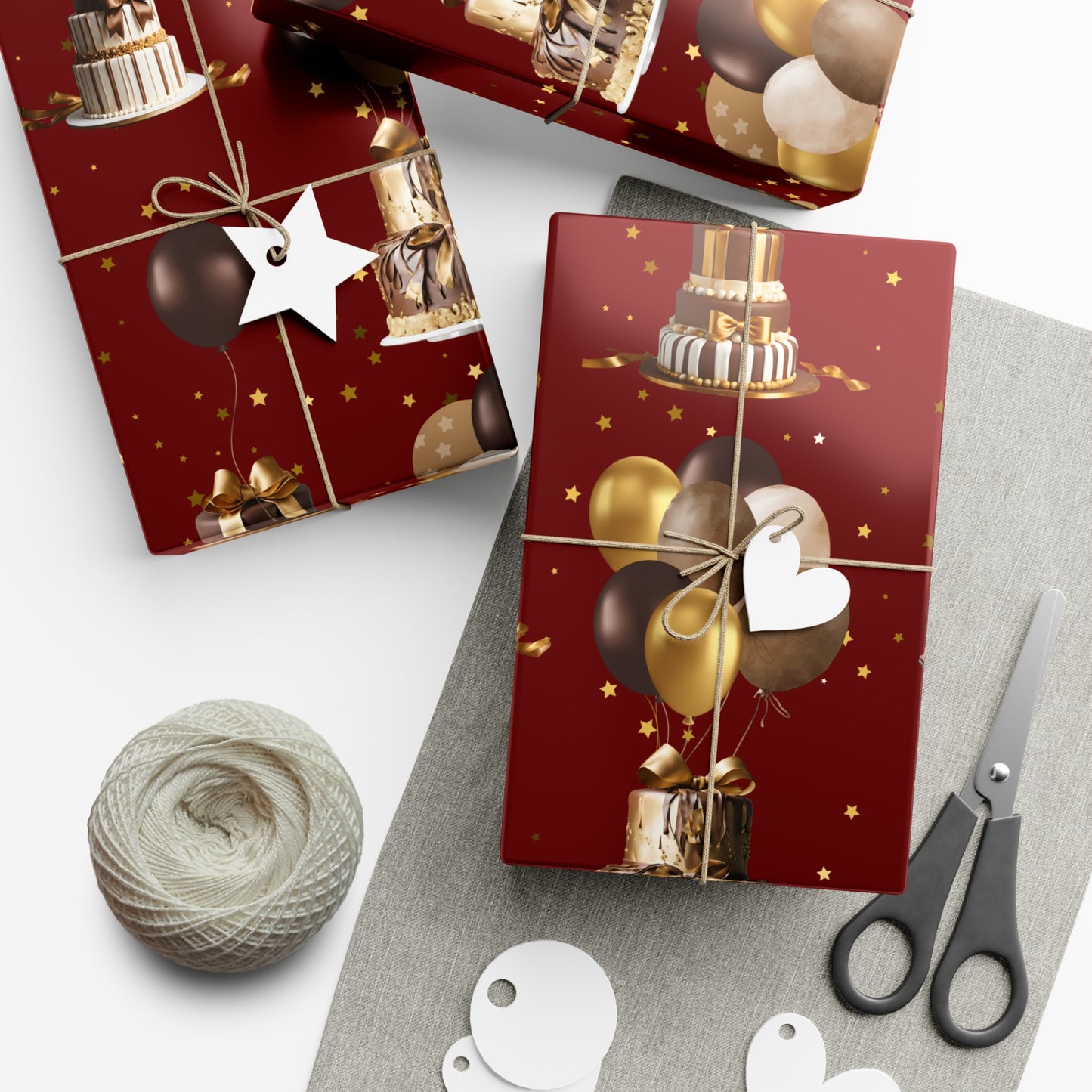 Birthday Cakes and Bows - Brown & Gold