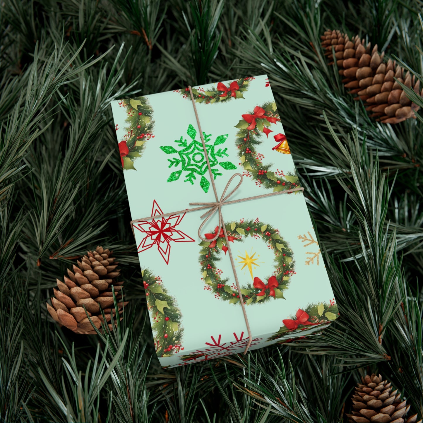 Wreaths, Bells and Bows III - Mint Green