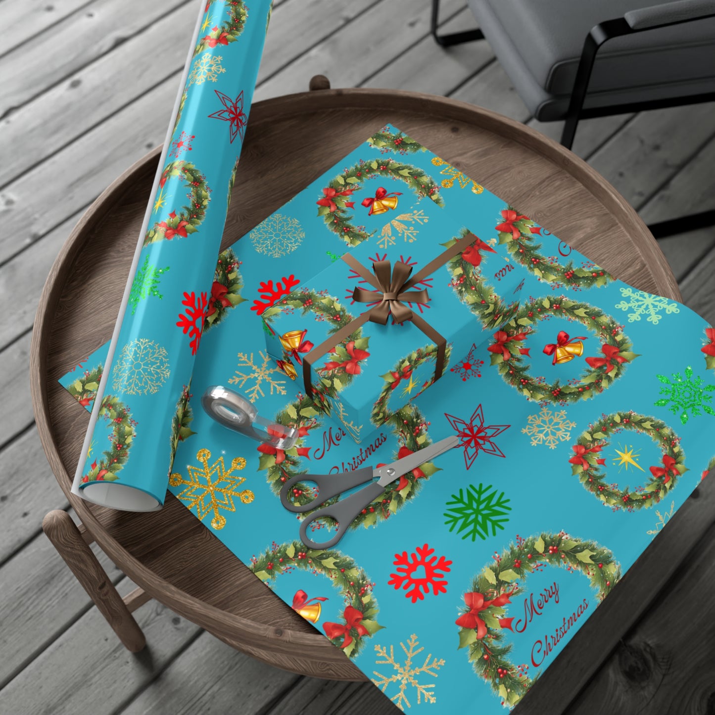 Wreaths, Bells and Bows III - Turquoise