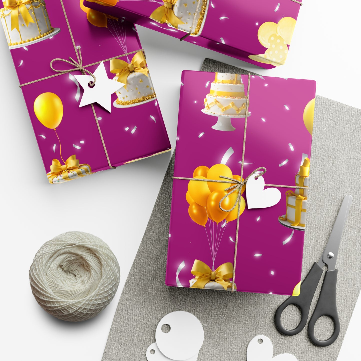 Birthday Cakes and Bows - Yellow