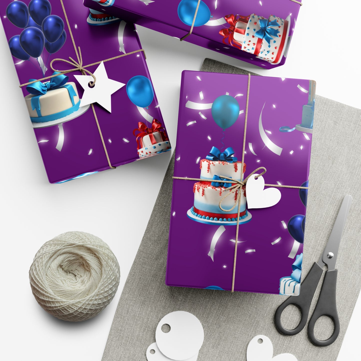 Birthday Cakes and Bows - Blue