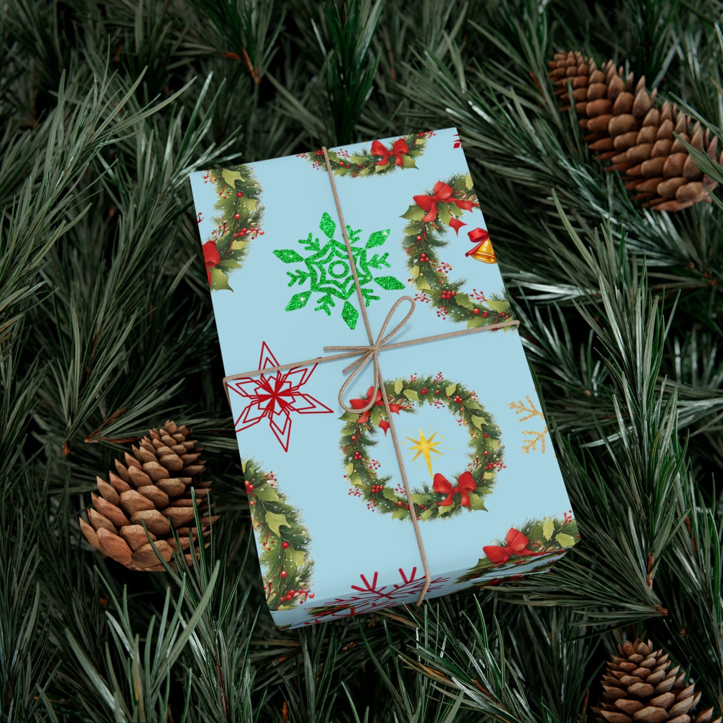 Wreaths, Bells and Bows III - Soft Blue