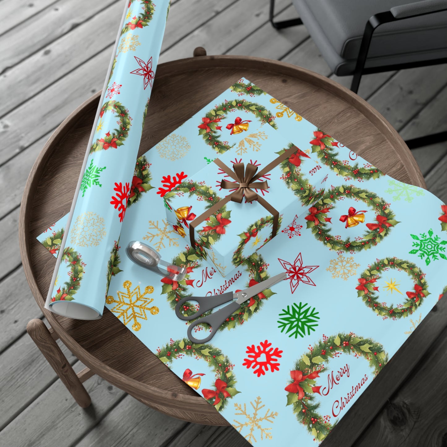 Wreaths, Bells and Bows III - Soft Blue