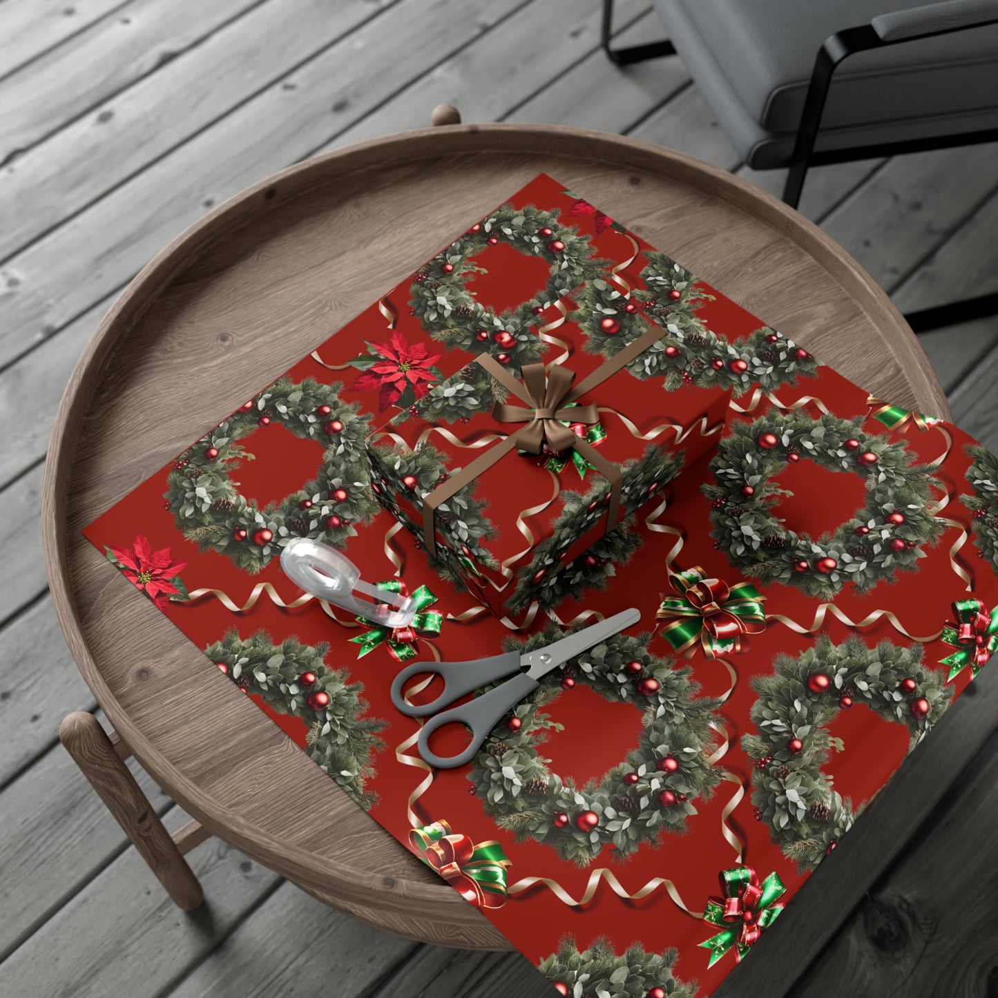 Wreaths, Bells and Bows II - Dark Red
