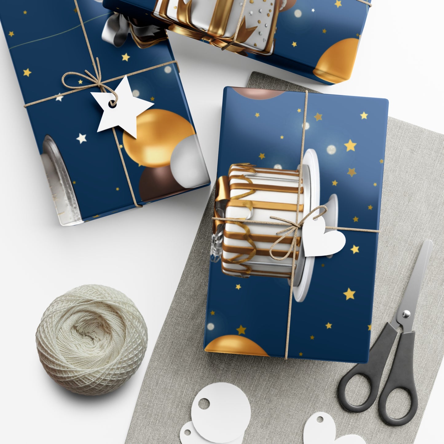 Birthday Cakes and Bows - Brown, Silver & Gold