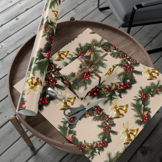 Wreaths, Bells and Bows I - Beige