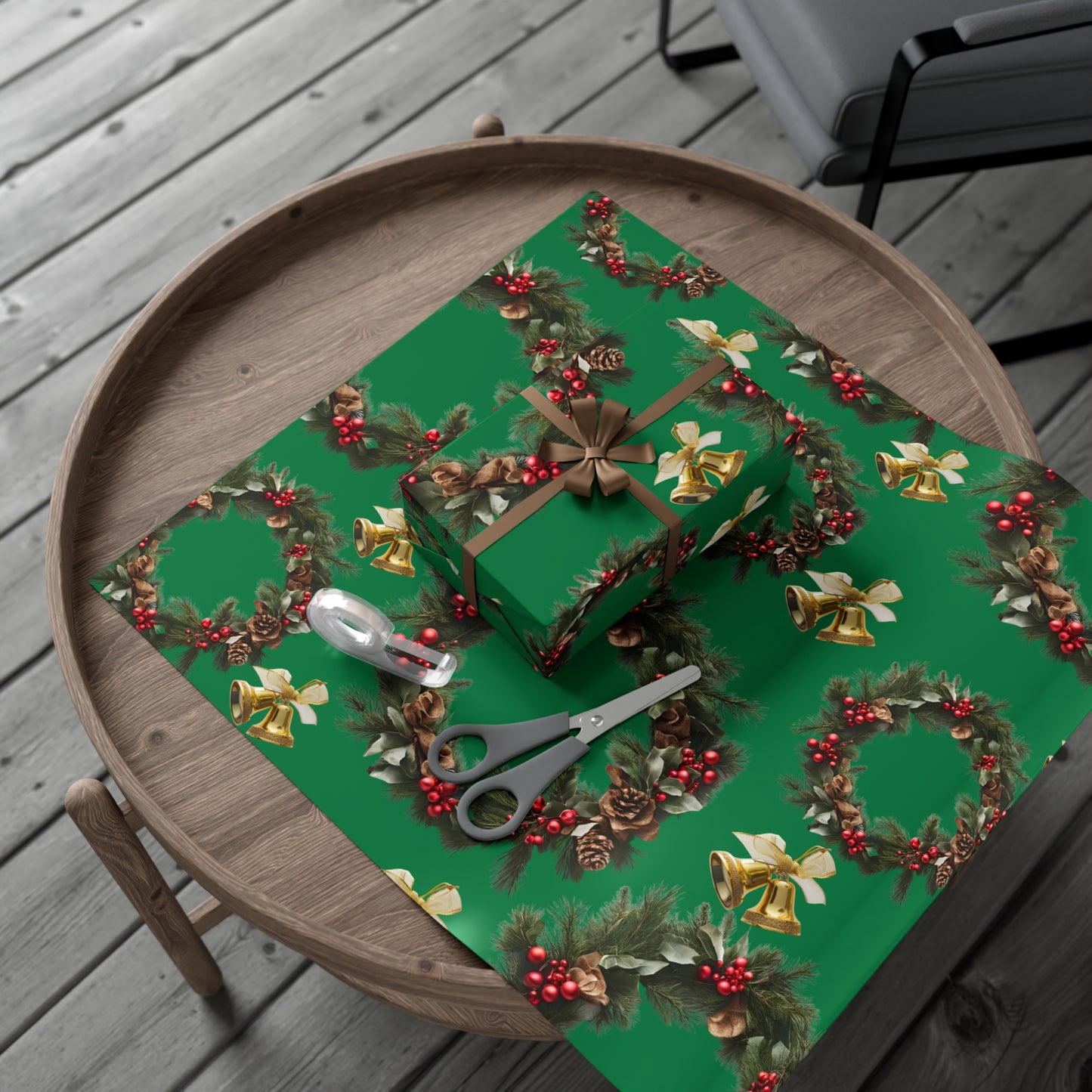 Wreaths, Bells and Bows I - Green