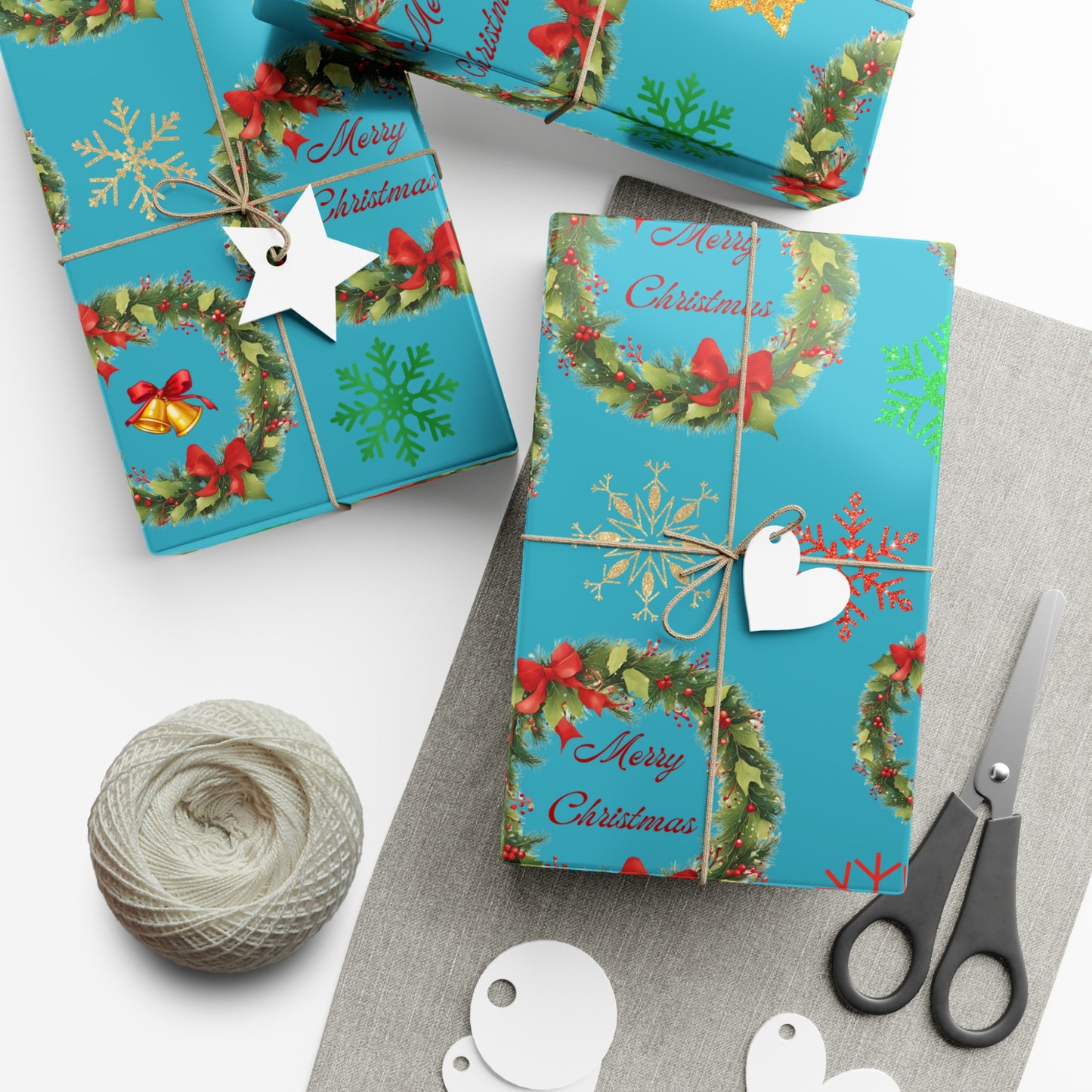 Wreaths, Bells and Bows III - Turquoise