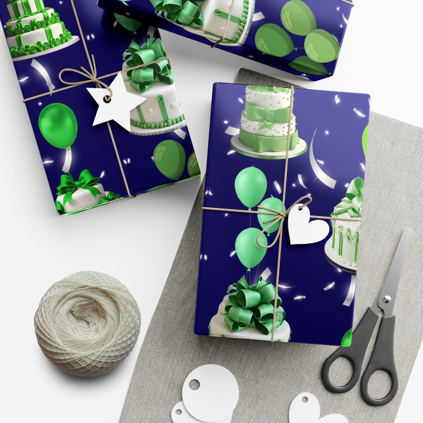 Birthday Cakes and Bows - Green