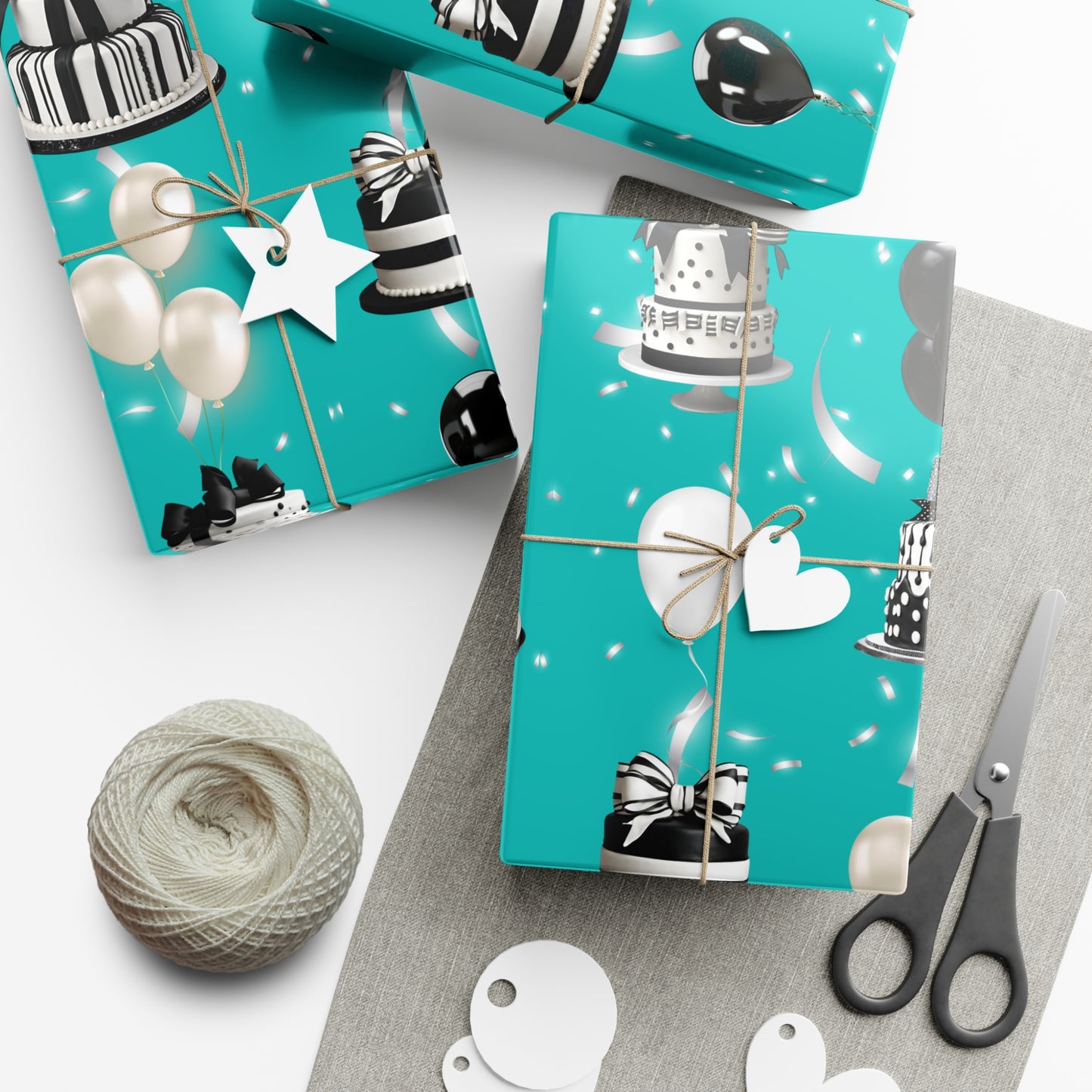 Birthday Cakes and Bows - Black and White