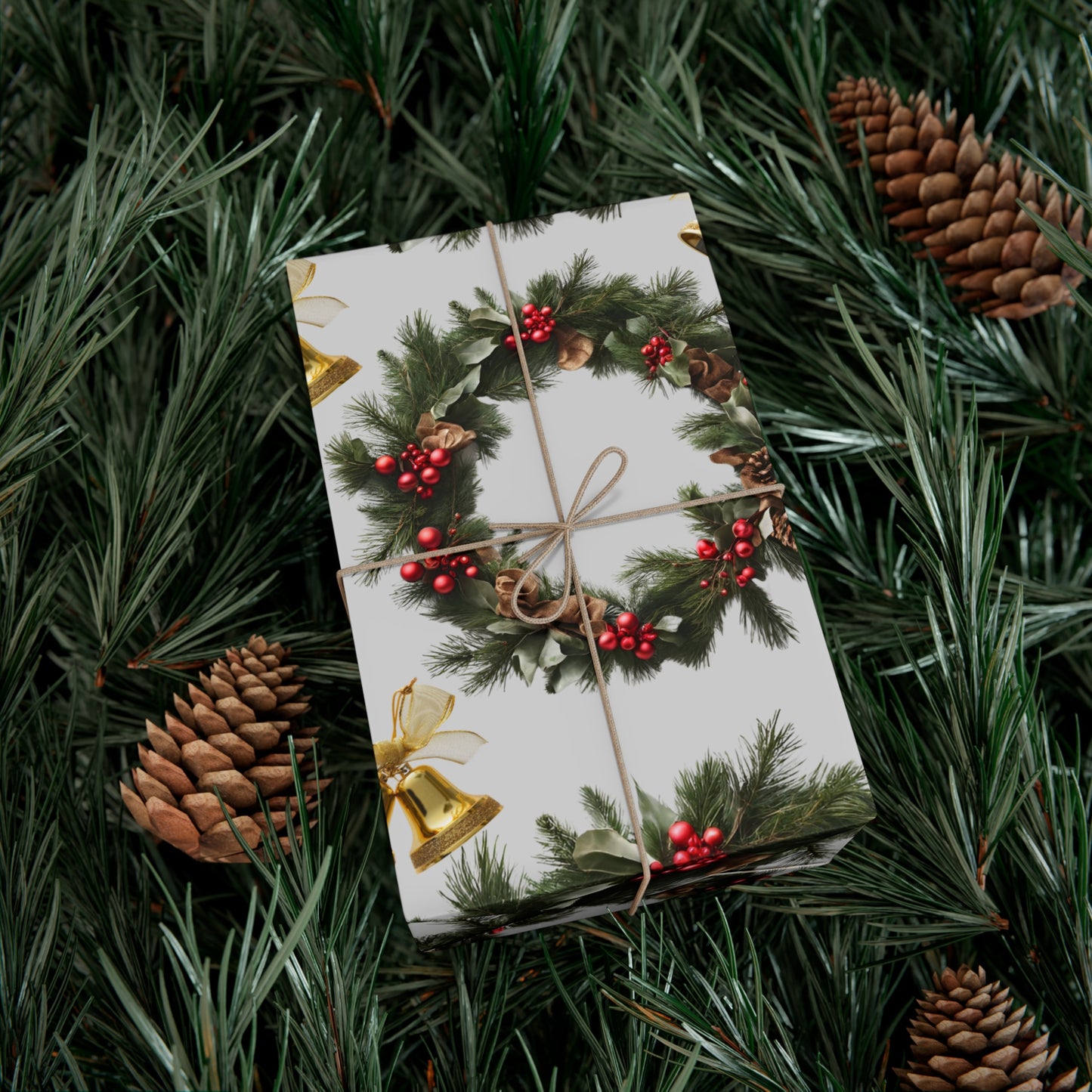 Wreaths, Bells and Bows I - Light Gray