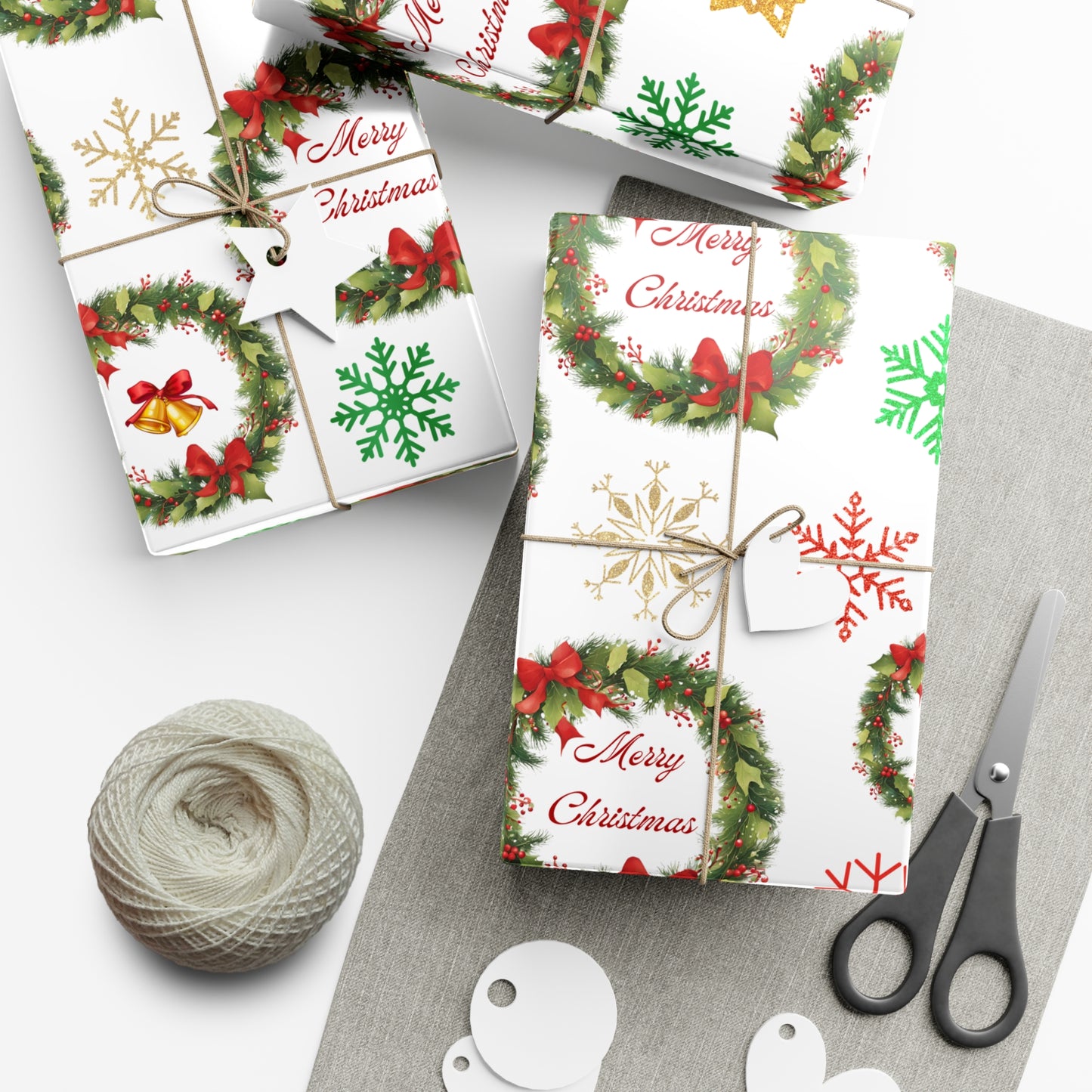 Wreaths, Bells and Bows III - White